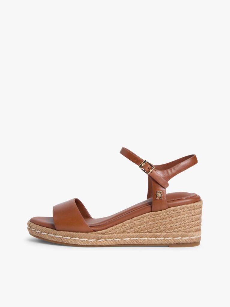 Brown TH Monogram Leather Wedge Espadrilles  Women