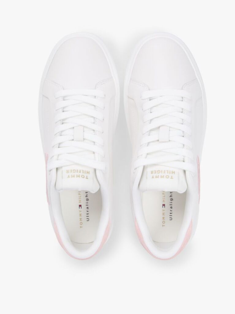 Alb Adidasi Hilfiger Icon Din Piele Cu Logo Brodat  Femei