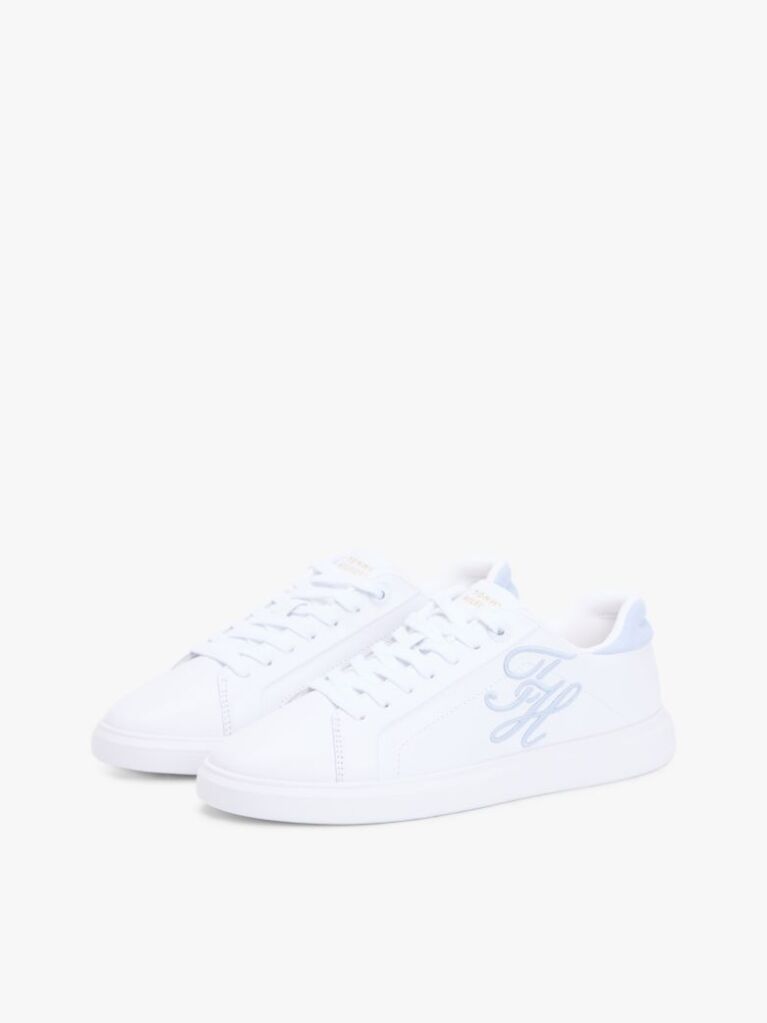 Alb Adidasi Hilfiger Icon Din Piele Cu Logo Brodat  Femei