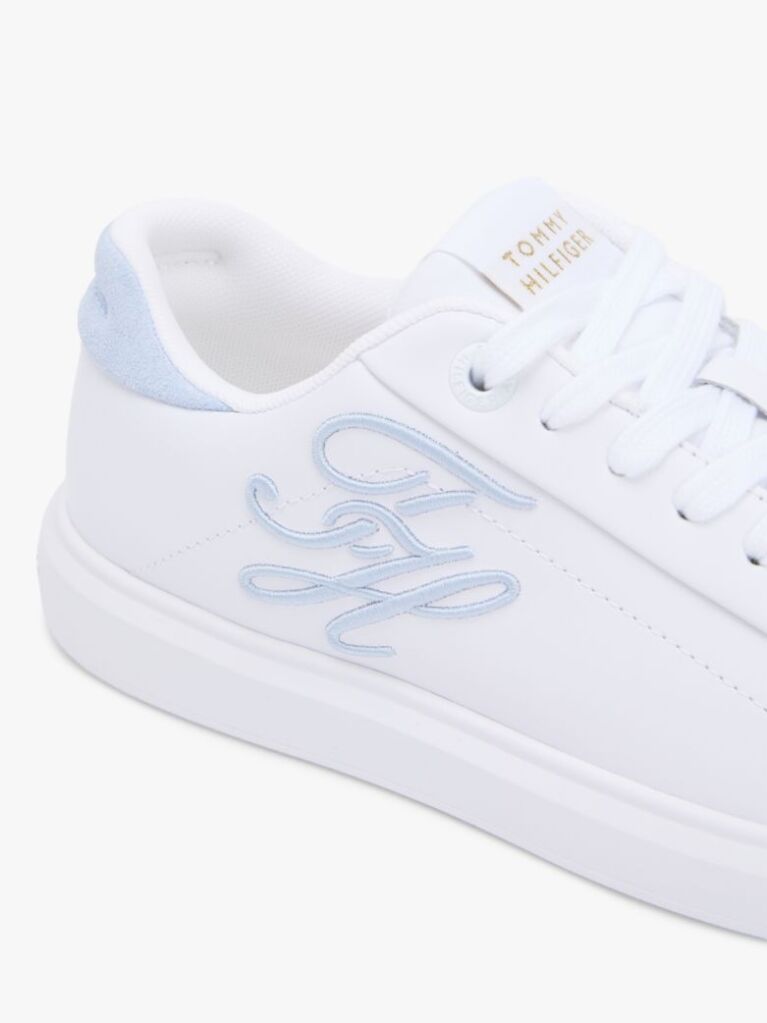 Alb Adidasi Hilfiger Icon Din Piele Cu Logo Brodat  Femei