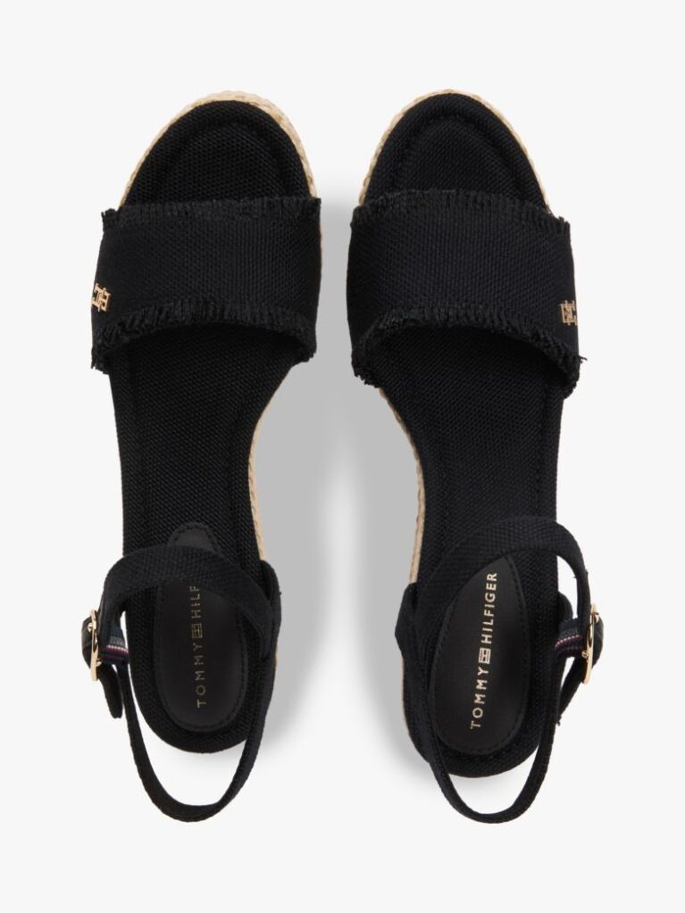 Black TH Monogram Woven Wedge Espadrilles  Women