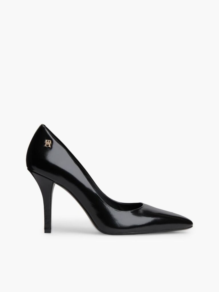 Negru Pantofi Cu Toc Din Piele Cu Monograma TH  Femei