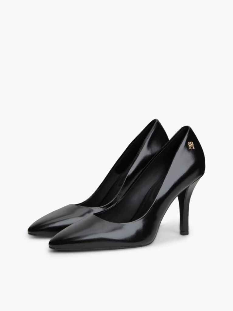 Negru Pantofi Cu Toc Din Piele Cu Monograma TH  Femei
