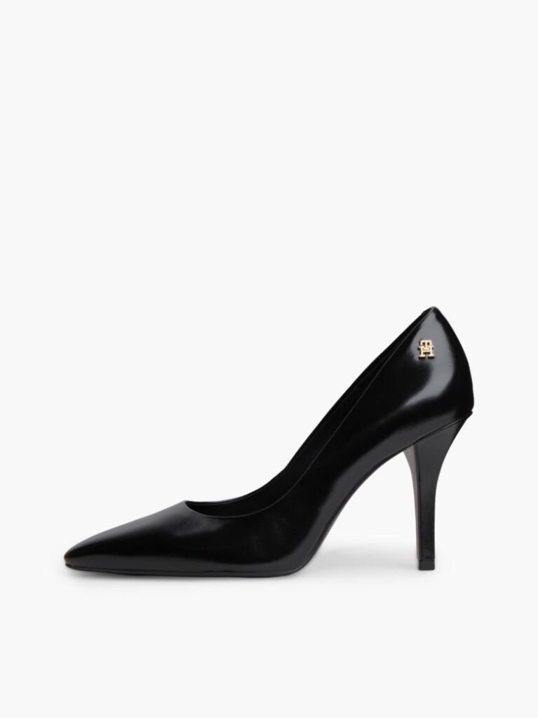 Negru Pantofi Cu Toc Din Piele Cu Monograma TH  Femei
