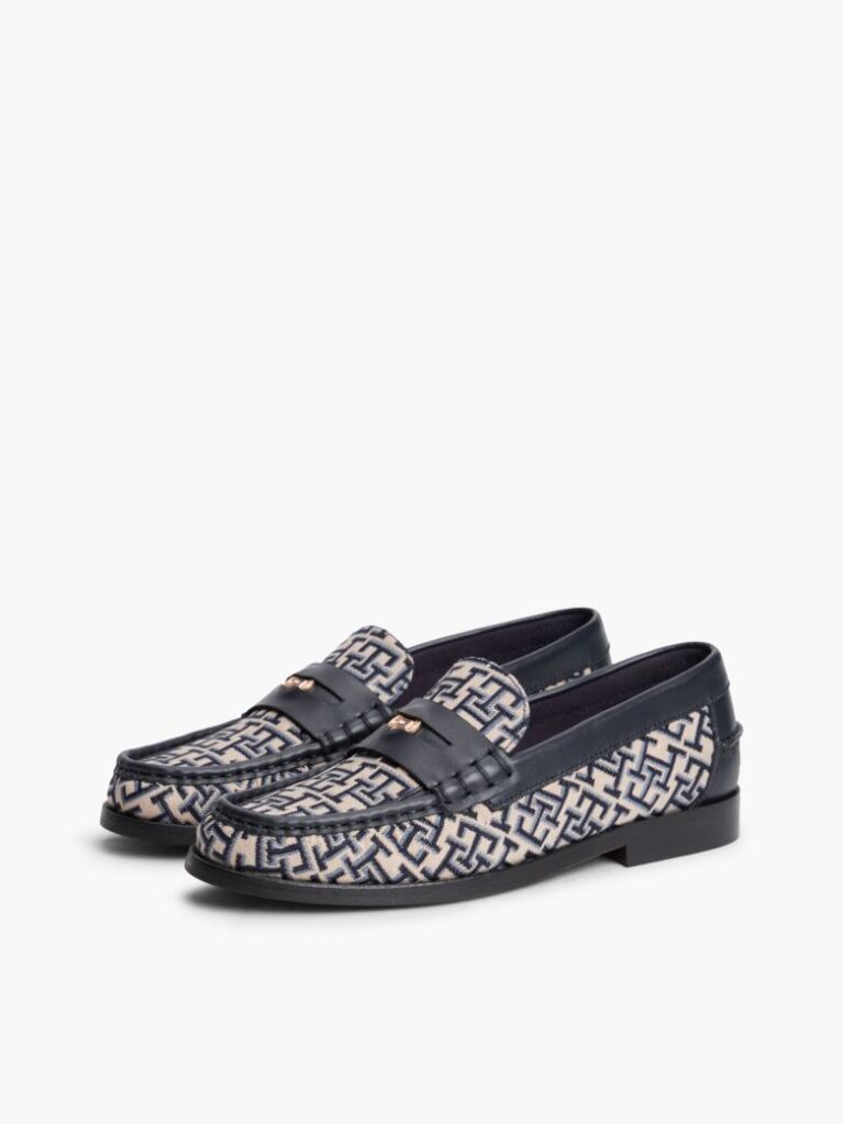 Blue Mocasini Penny Cu Monograma TH  Femei