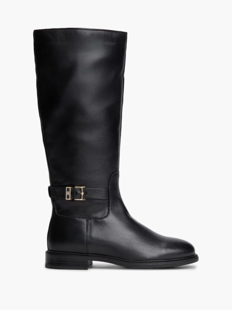 Negru Cizme Din Piele Cu Monogramma TH  Femei