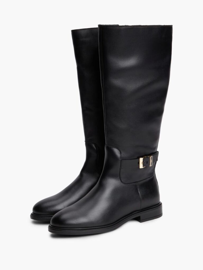 Negru Cizme Din Piele Cu Monogramma TH  Femei