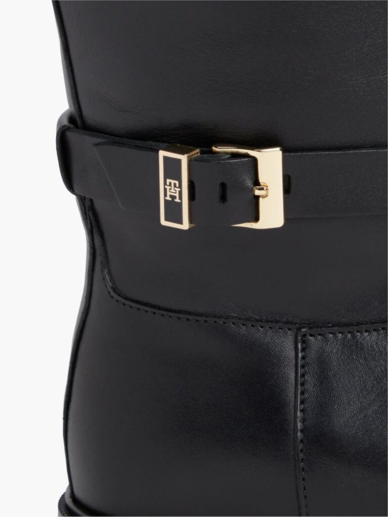 Negru Cizme Din Piele Cu Monogramma TH  Femei