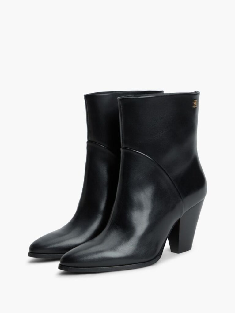 Negru Botine Din Piele Cu Toc Stileto   Femei