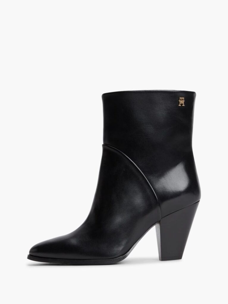 Negru Botine Din Piele Cu Toc Stileto   Femei