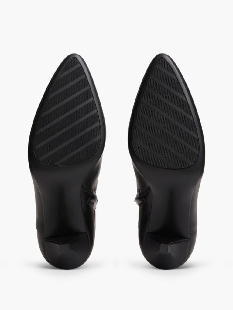 Negru Botine Din Piele Cu Varf Ascutit Si Toc  Femei