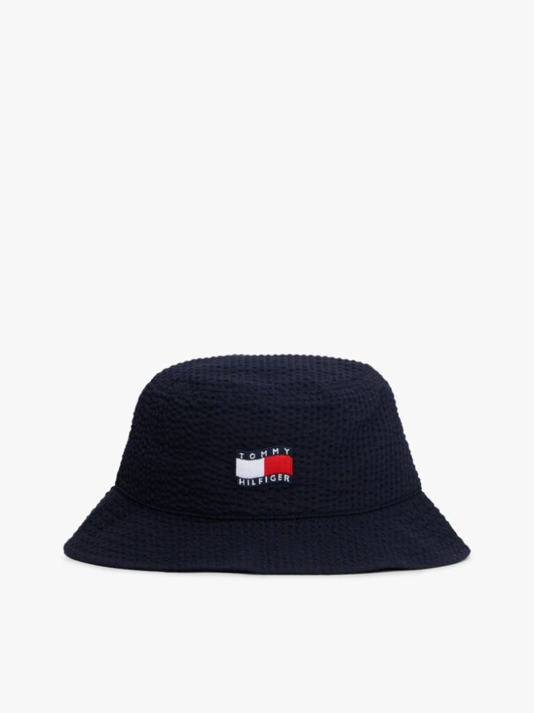 Blue Palarie Tip Bucket Seersucker Cu Imprimeu In Dungi Ondulate  Copii unisex