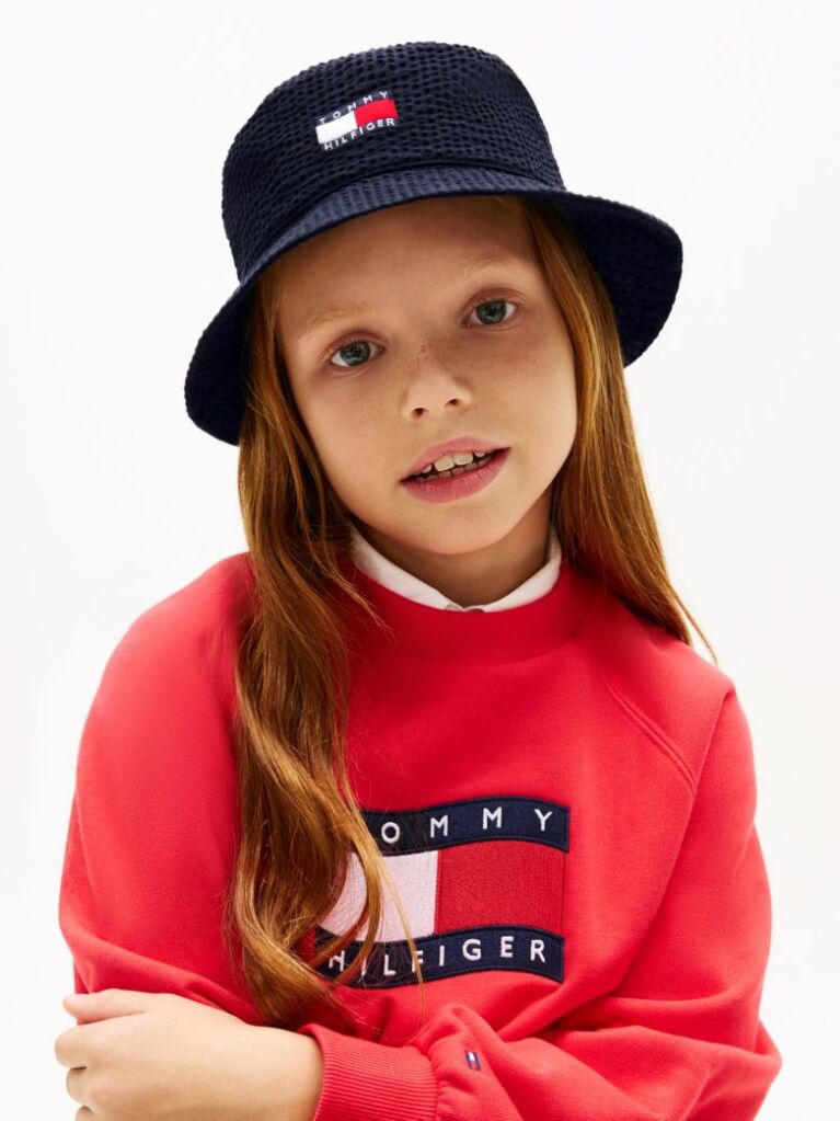 Blue Palarie Tip Bucket Seersucker Cu Imprimeu In Dungi Ondulate  Copii unisex
