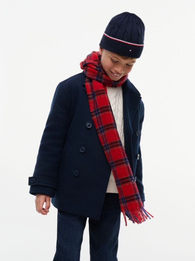 Multi Kids' Pure Wool Check Scarf  Kids Unisex