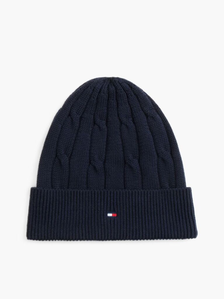 Blue Kids' Flag Embroidery Cable Knit Beanie  Kids Unisex