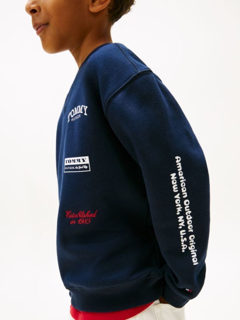 Blue Varsity Mixed Graphic Crew Neck Sweatshirt  Boys