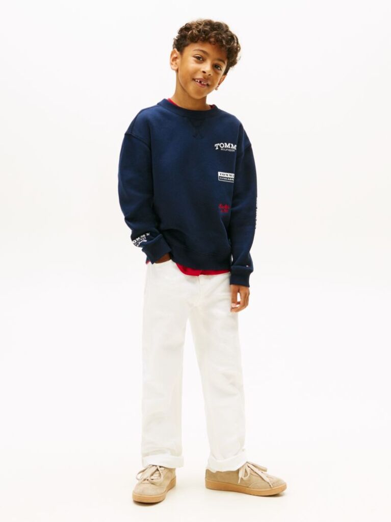 Blue Varsity Mixed Graphic Crew Neck Sweatshirt  Boys