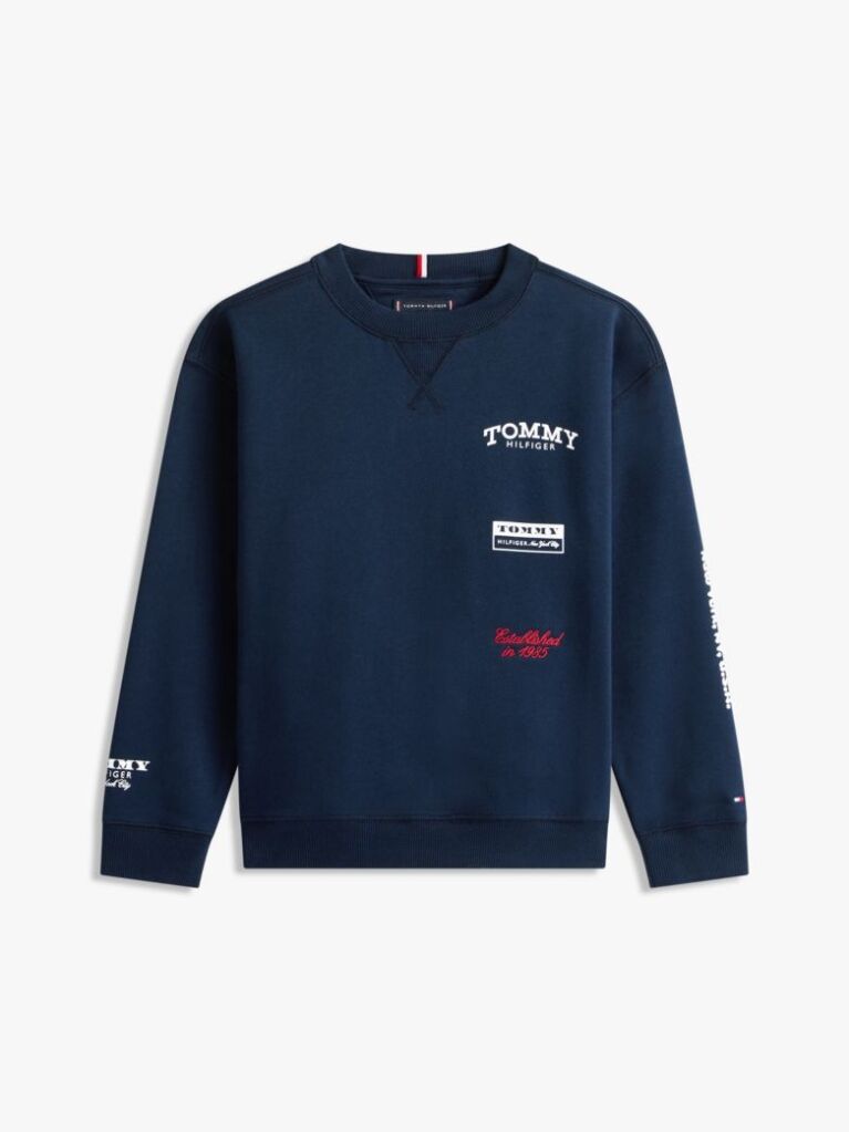 Blue Varsity Mixed Graphic Crew Neck Sweatshirt  Boys