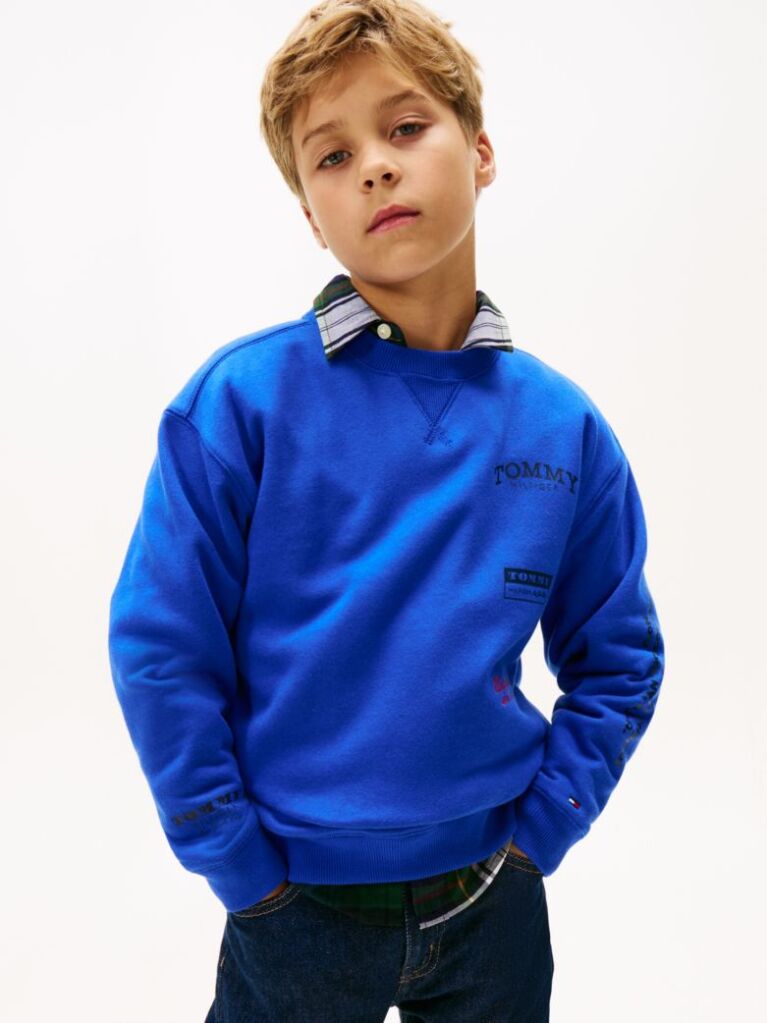 Blue Varsity Mixed Graphic Crew Neck Sweatshirt  Boys