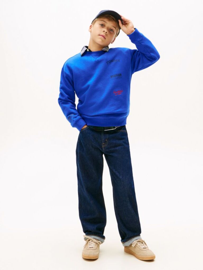 Blue Varsity Mixed Graphic Crew Neck Sweatshirt  Boys