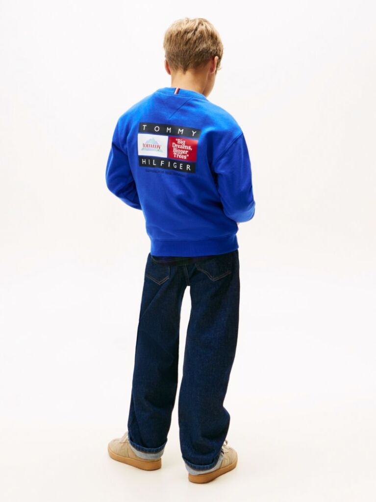 Blue Varsity Mixed Graphic Crew Neck Sweatshirt  Boys