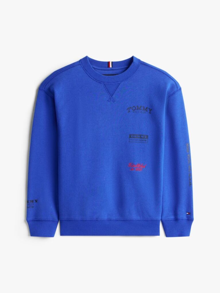 Blue Varsity Mixed Graphic Crew Neck Sweatshirt  Boys