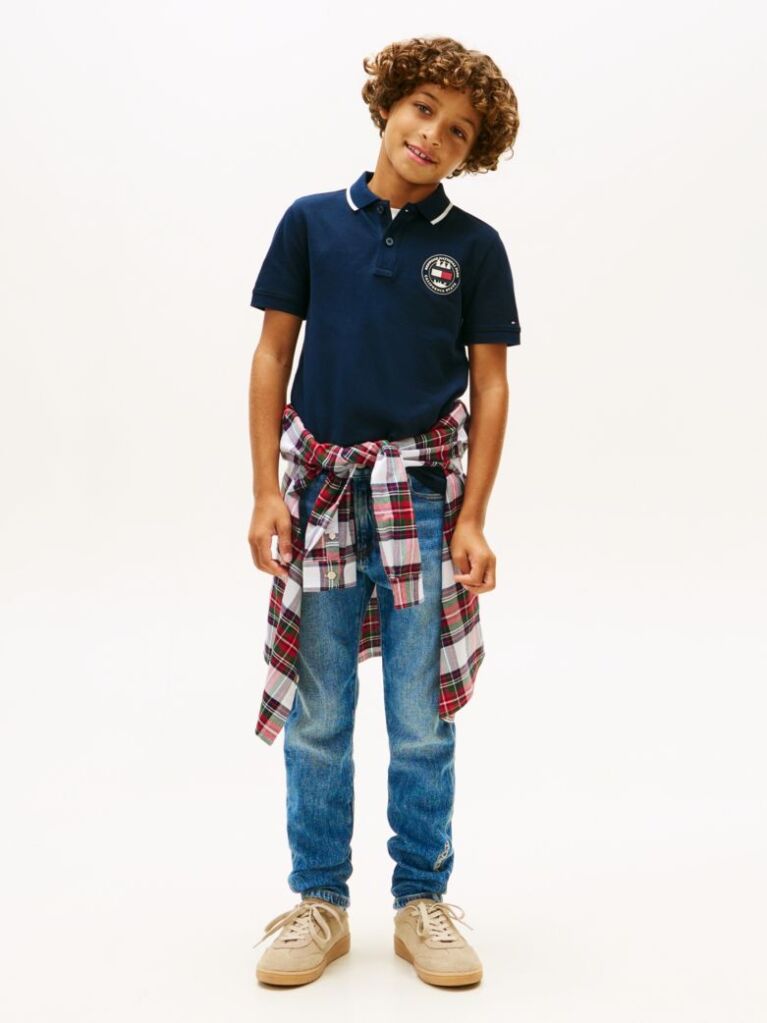 Blue Graphic Polo Knit Polo Shirt  Boys