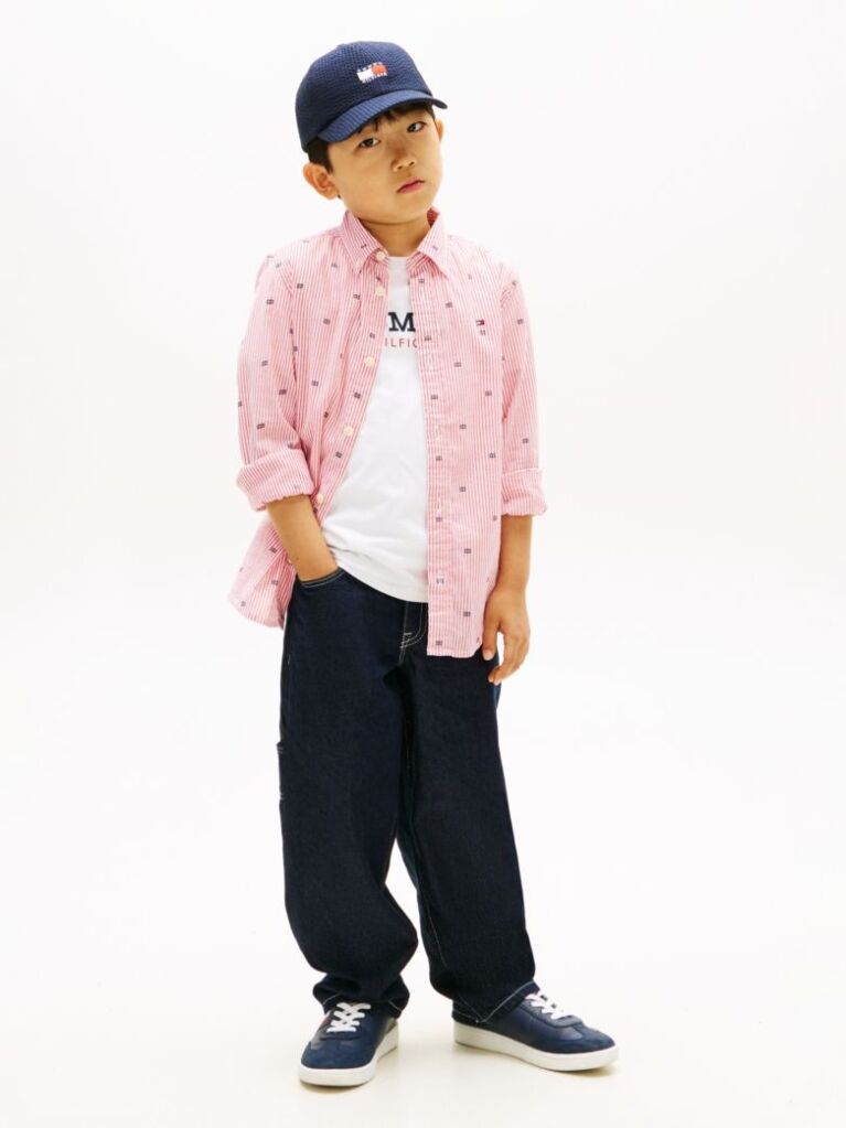Multi Regular Fit Flag Print Stripe Shirt  Boys