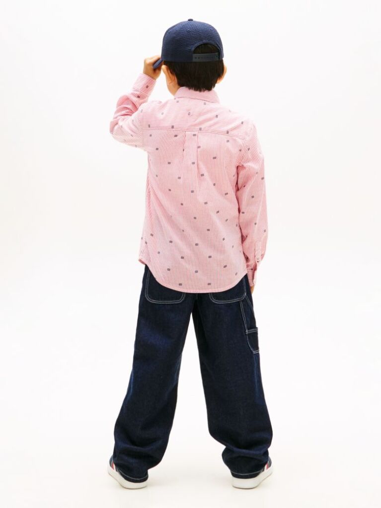 Multi Regular Fit Flag Print Stripe Shirt  Boys