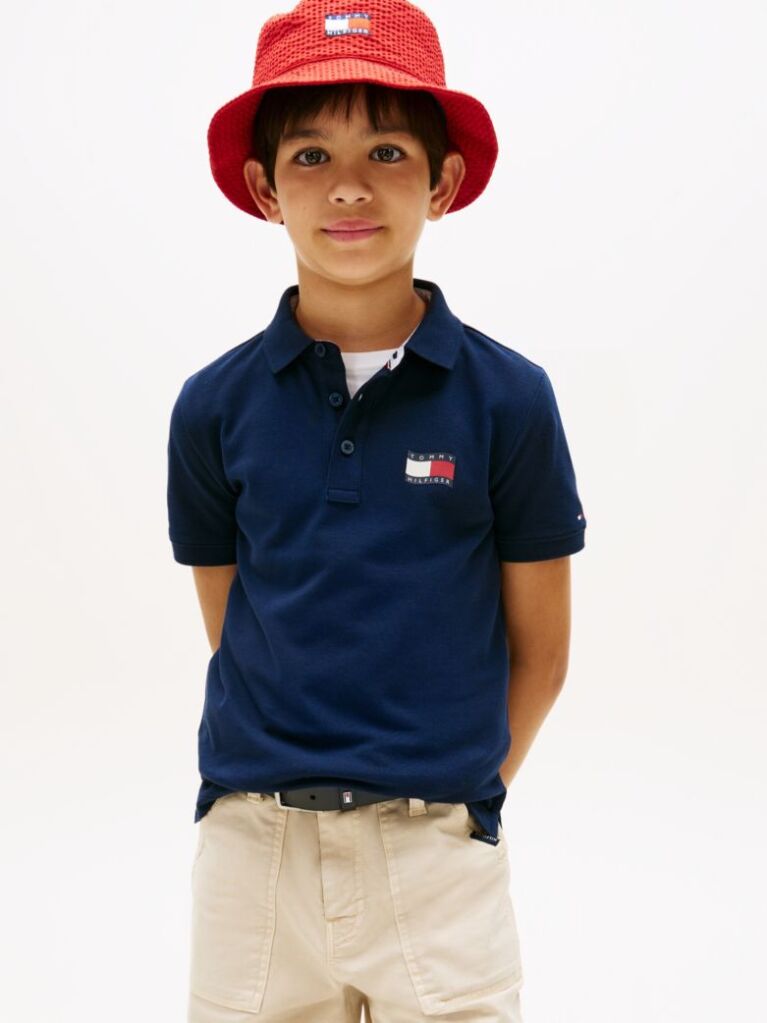Blue Tricou Polo Cu Croiala Regular Si Steag  Baieti