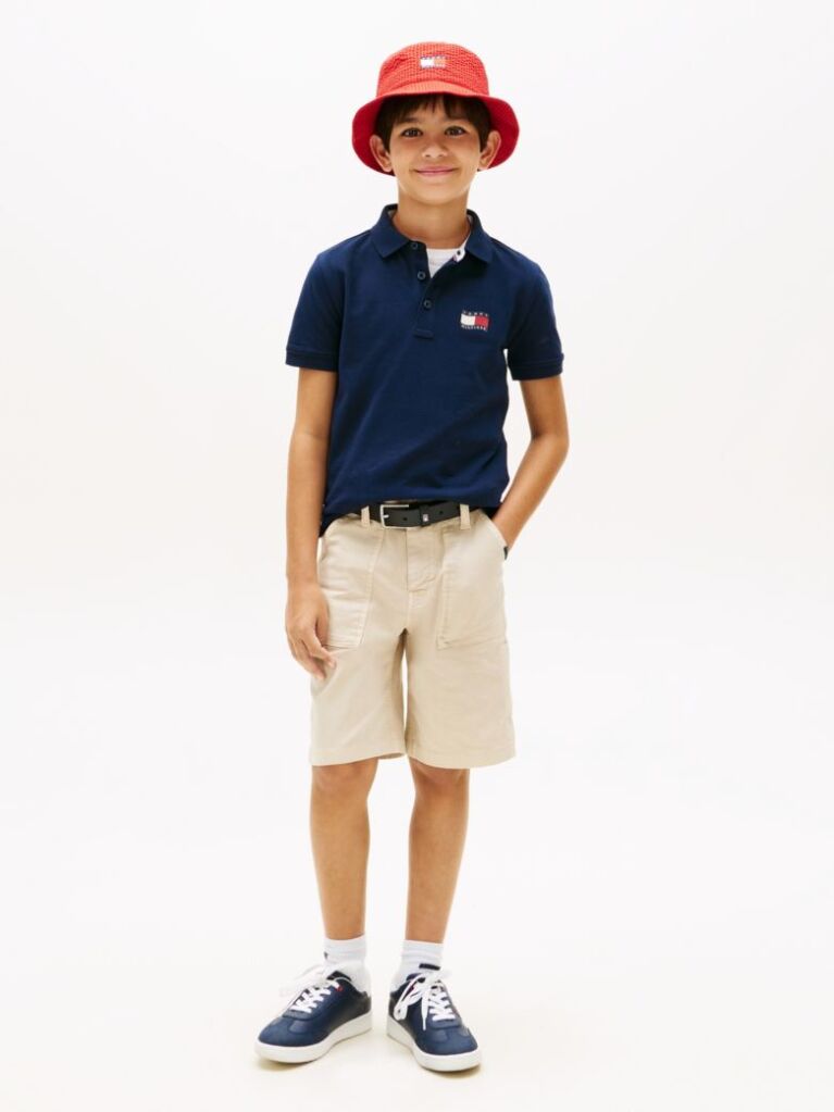 Blue Tricou Polo Cu Croiala Regular Si Steag  Baieti