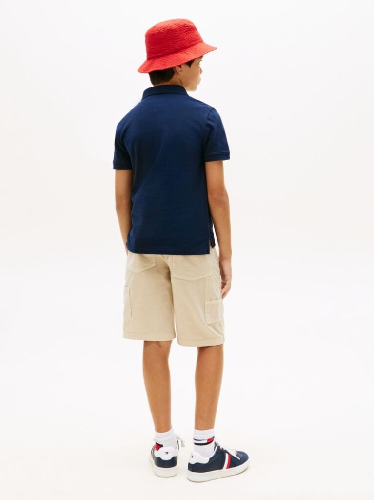 Blue Tricou Polo Cu Croiala Regular Si Steag  Baieti