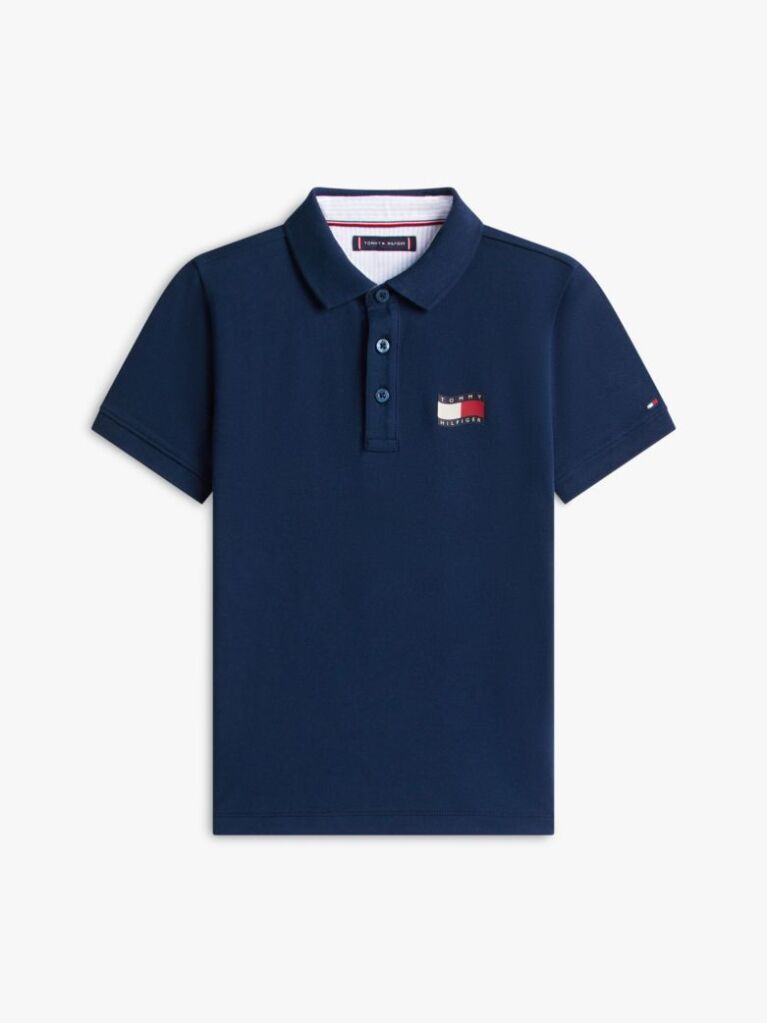 Blue Tricou Polo Cu Croiala Regular Si Steag  Baieti