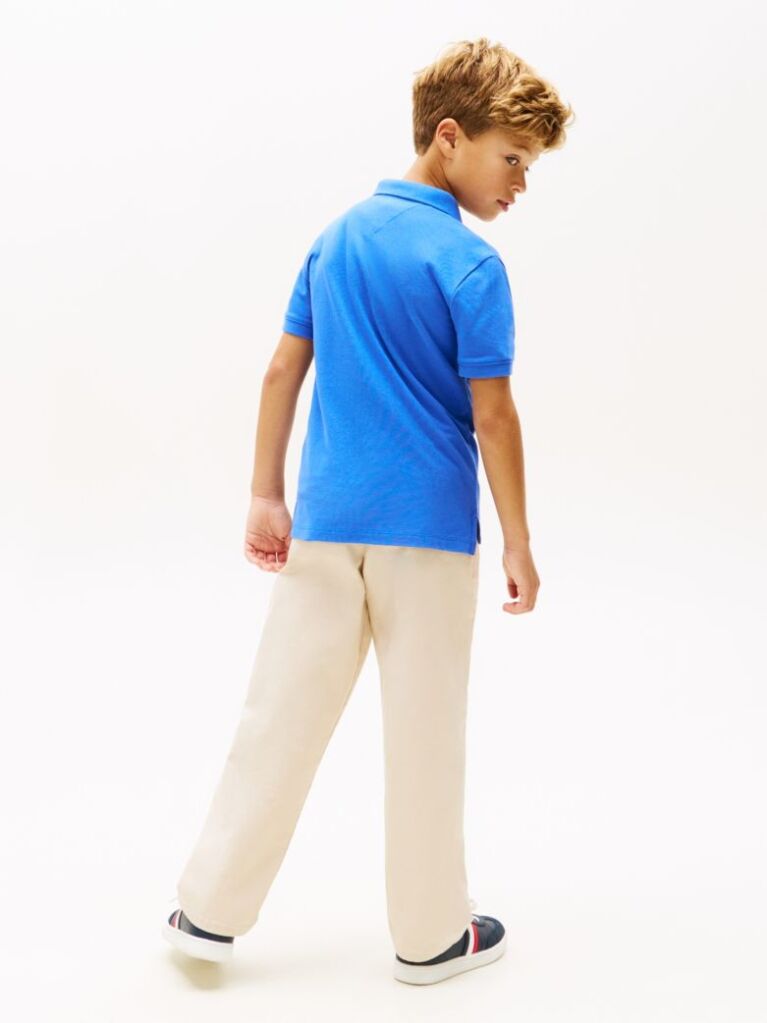 Blue Tricou Polo Cu Croiala Regular Si Steag  Baieti