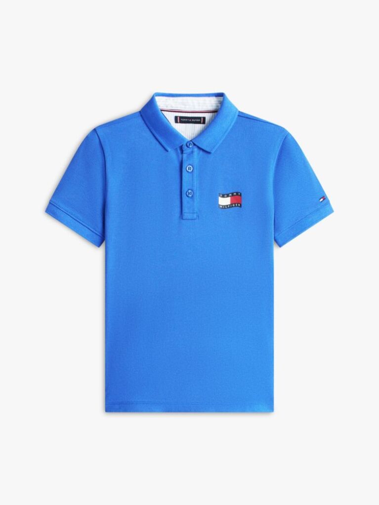 Blue Tricou Polo Cu Croiala Regular Si Steag  Baieti