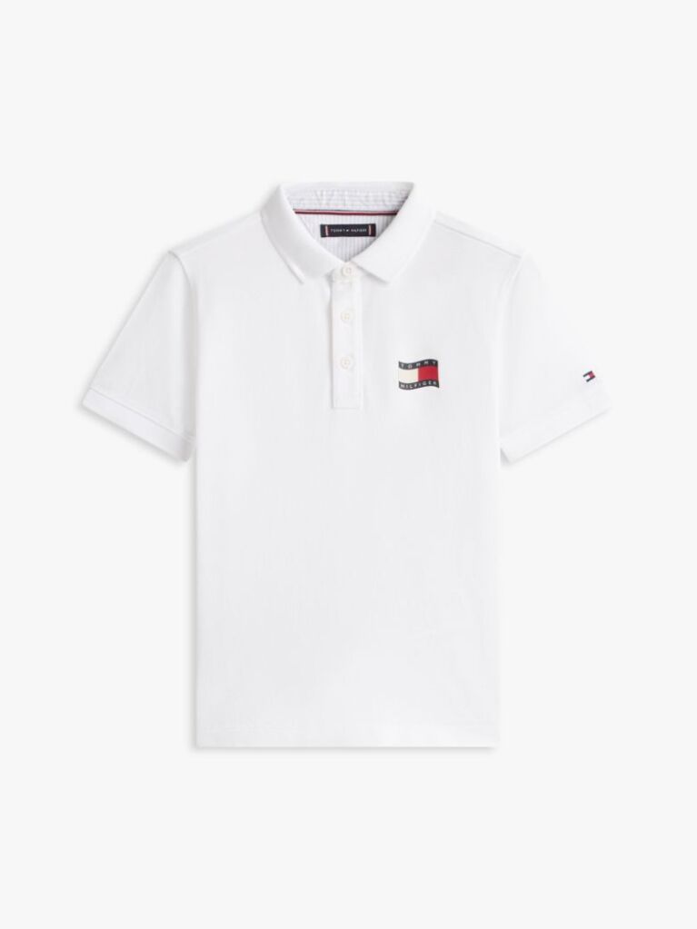 White Regular Fit Wavy Flag Polo Shirt  Boys
