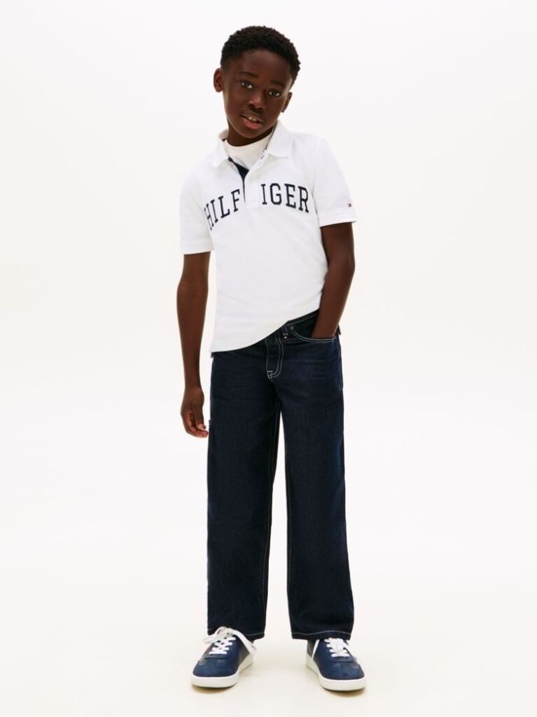 Alb Tricou Polo Cu Croiaa Regular Si Textura  Baieti
