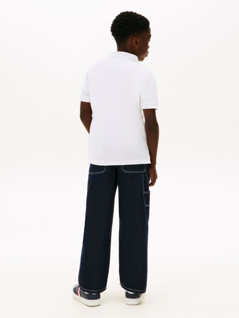 Alb Tricou Polo Cu Croiaa Regular Si Textura  Baieti