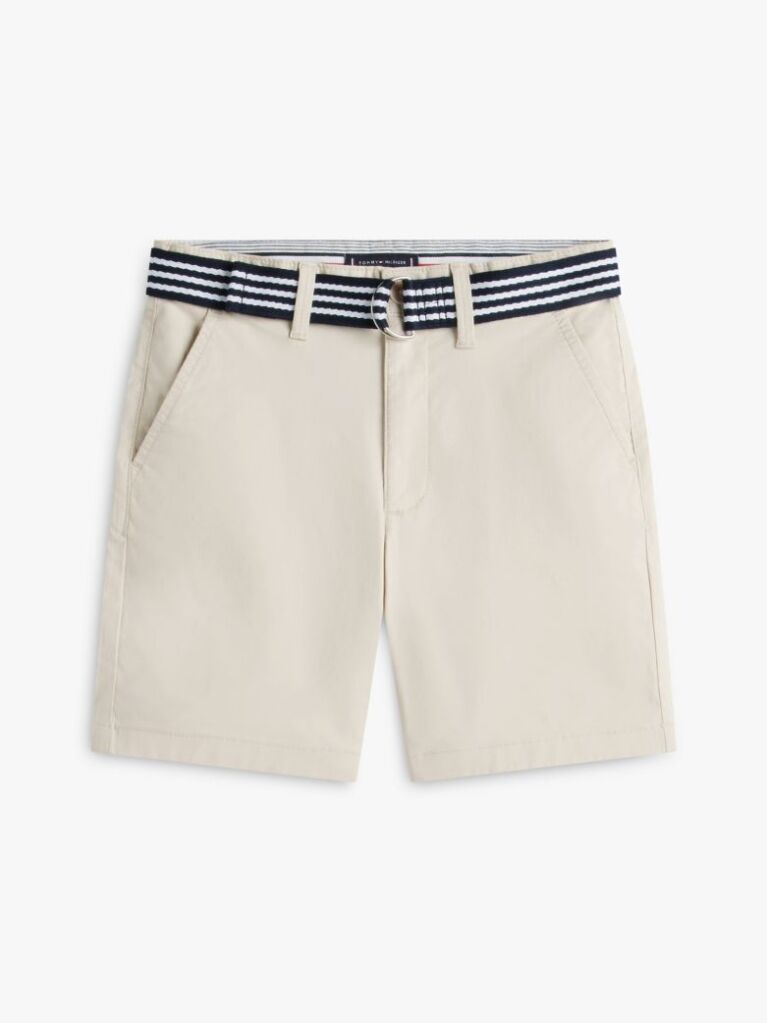 Bej Essential Pantaloni Scurti Chino Loose Cu Curea Signature  Baieti