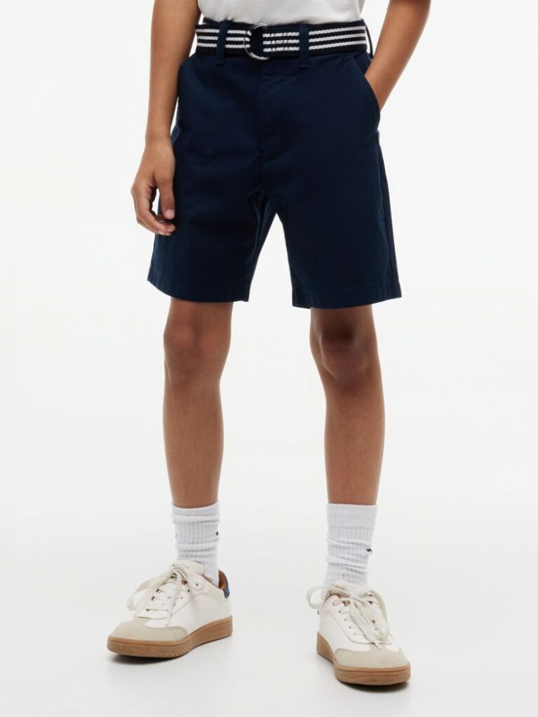 Blue Essential Pantaloni Scurti Chino Loose Cu Curea Signature  Baieti