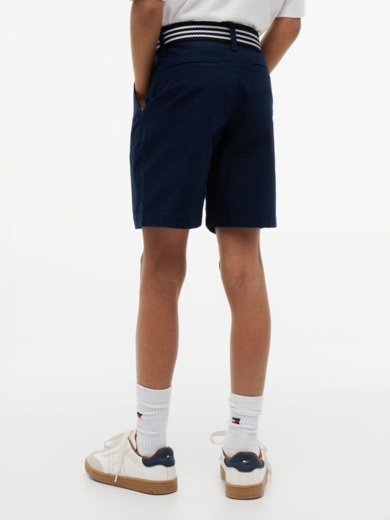Blue Essential Pantaloni Scurti Chino Loose Cu Curea Signature  Baieti