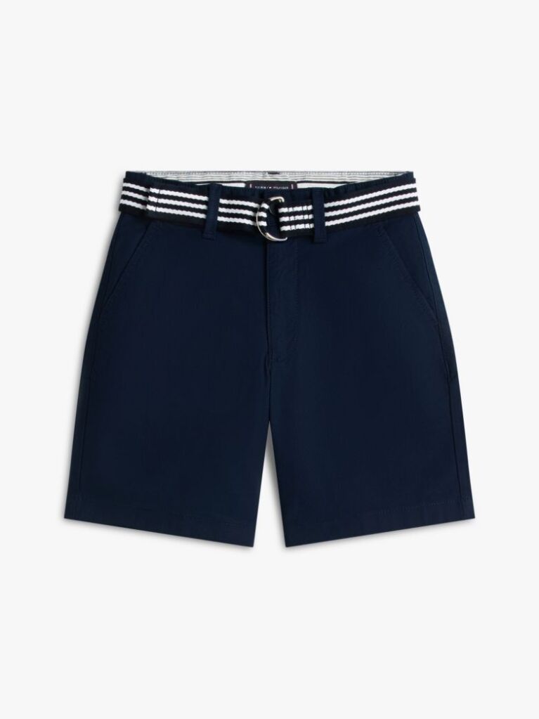 Blue Essential Pantaloni Scurti Chino Loose Cu Curea Signature  Baieti