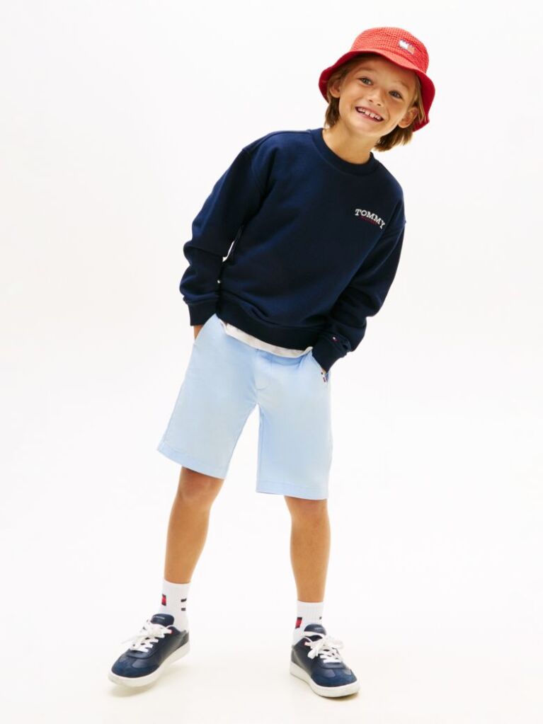 Blue Logo Embroidery Terry Crew Neck Sweatshirt  Boys