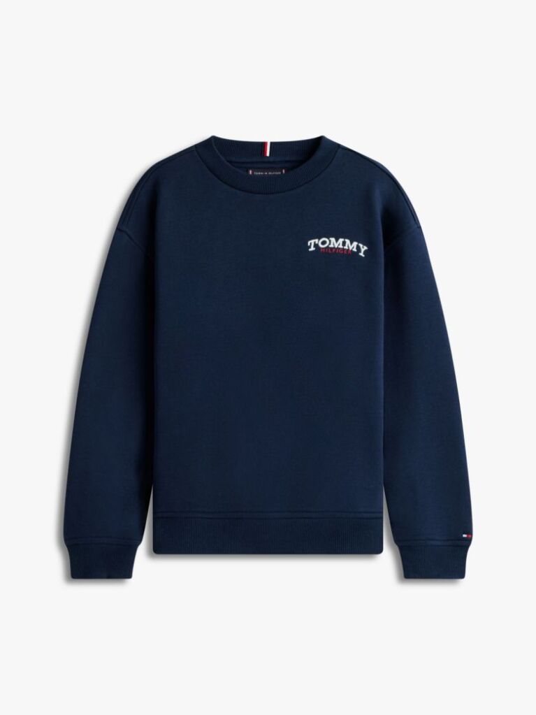 Blue Logo Embroidery Terry Crew Neck Sweatshirt  Boys