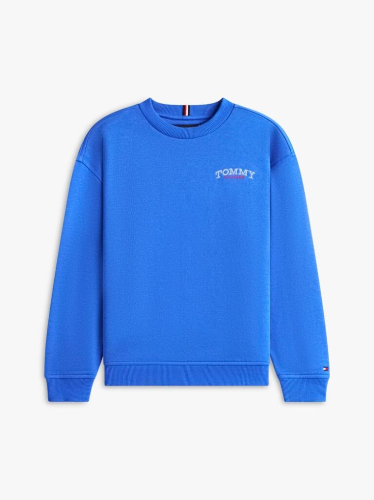 Blue Hanorac Cu Guler Rotund Si Broderie Cu Logo  Baieti