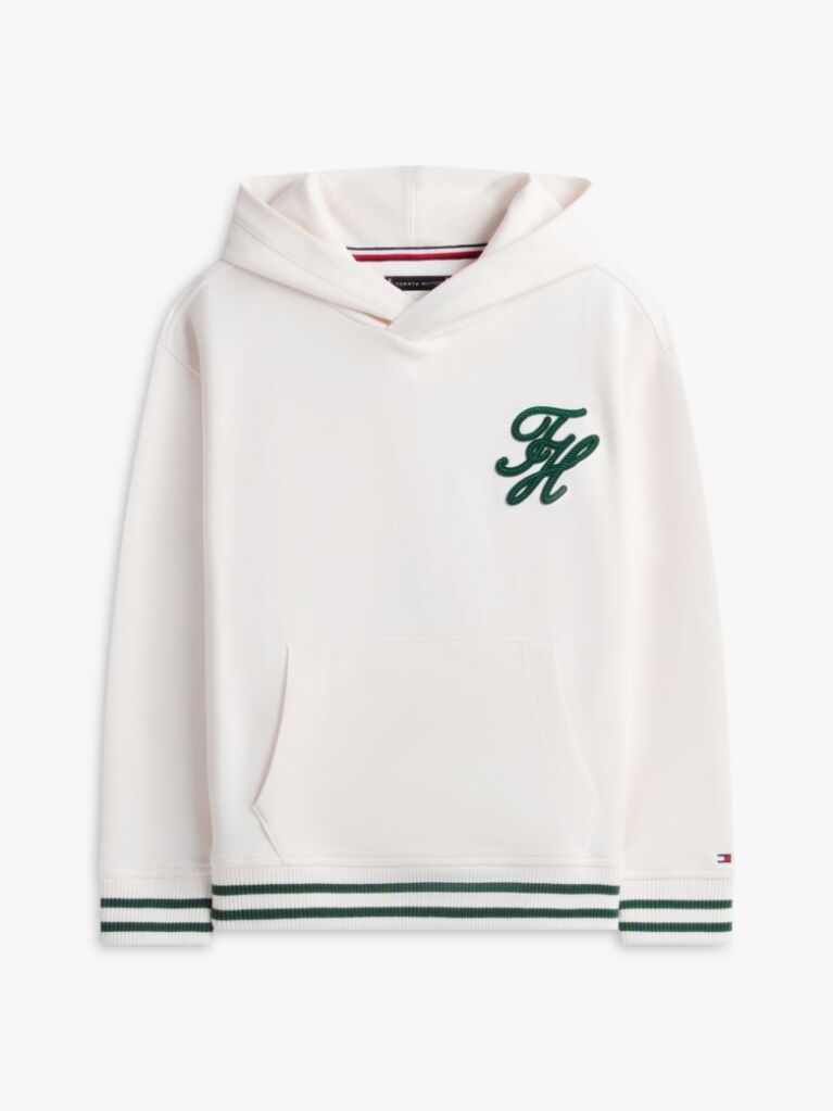 Bej Hanorac Cu Gluga Din Tricot Interlock Cu Logo Brodat  Baieti