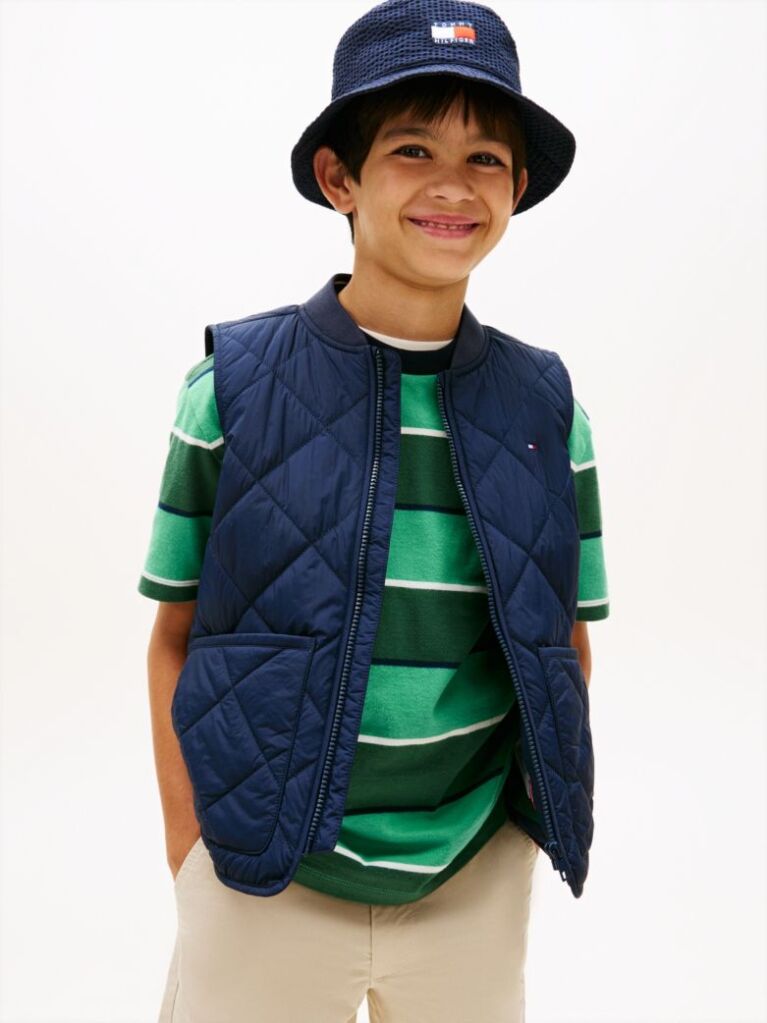 Blue Lightweight Diamond Quilted Gilet  Boys
