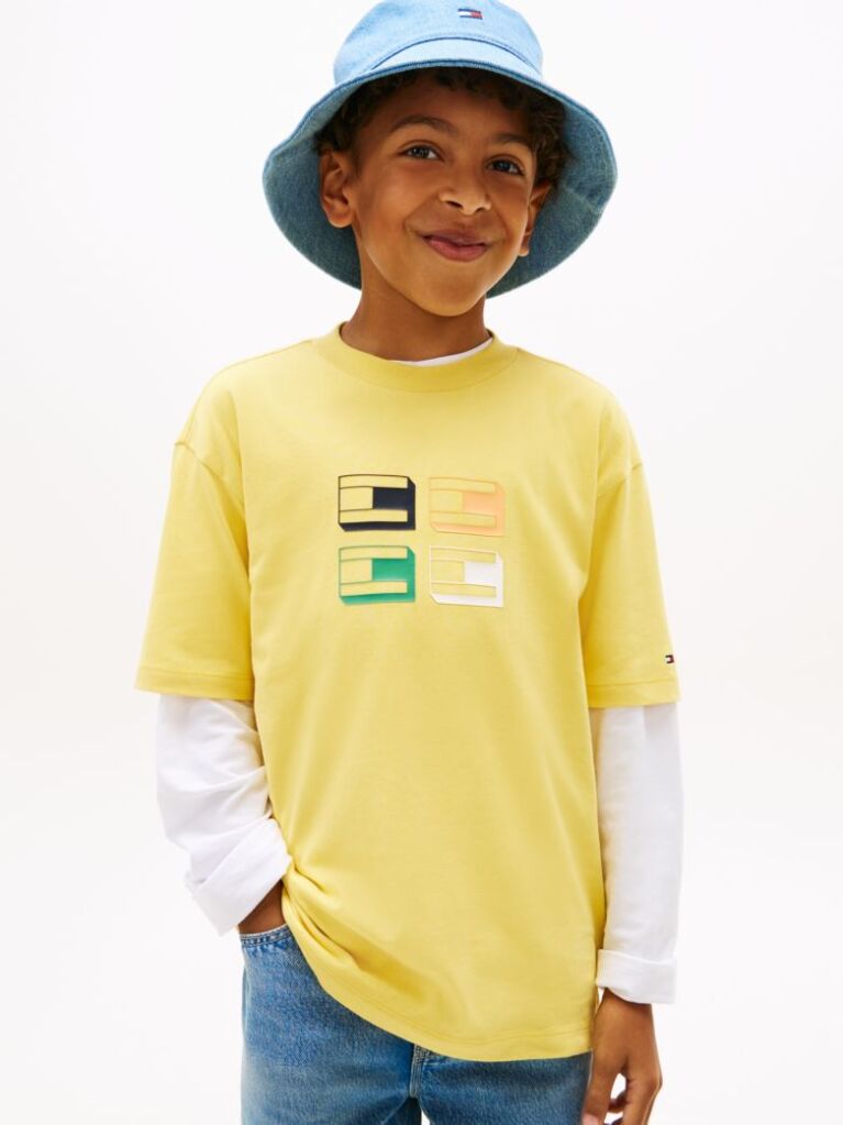 Galben Tricou Cu Imprimeu 3D Cu Steag  Baieti
