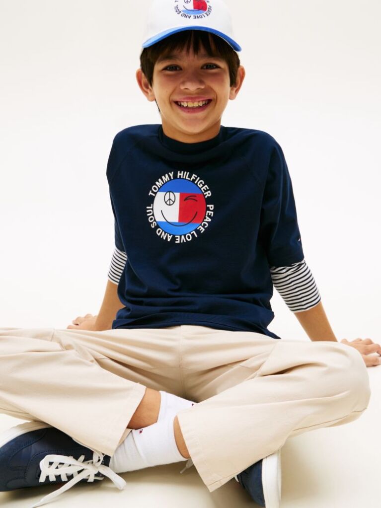 Blue Tricou Cu Logo Smiley Si Steag  Baieti