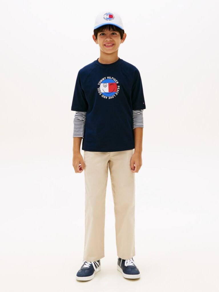 Blue Tricou Cu Logo Smiley Si Steag  Baieti